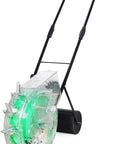 Walk Behind Garden Seeder With 8-Outlet Seed Distributor And Fertilizer Spreader, no-fuss hand push roller, transparent storage box