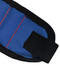 Three Row Magnetic Wrist Tool Holder With Ultra Strong Grip For Screws Nails And Fasteners Hands Free Magnetic Wristband For DIY Pros Mechanics And Makers Deep Blue Finish, close-up blue strap
