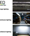 Two Pack 2Ft LED T8 Integrated Shop Light Fixture With 3500 Lm 6500K Daylight White Big Bright, garage and warehouse lighting
