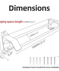 Dimensions diagram of 27.5 Inch Double Towel Bar For Bathroom Wall Mount With Four Fixed Hooks Rustproof Stainless Steel