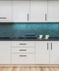 Modern kitchen with 30 Pack Square Cabinet Handles In Matte Black Stainless Steel For Kitchen Drawers, 6 1/4 Inch Center To Center