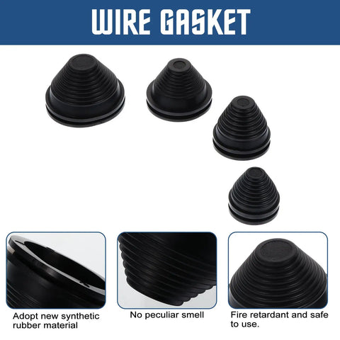 Black Synthetic Rubber Hole Plug Grommet Kit For Wire Protection And Cable Management Durable Wall Grommets For Drywall PVC Piping Plumbing And Gas Tanks Flexible Re Sealable Rubber Rings For Wires Diy Workshop Use, assorted sizes