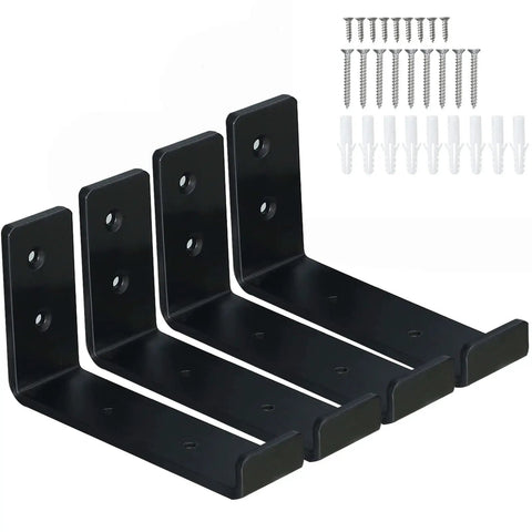 Beefy 6 Inch J Shelf Brackets Four Pack Heavy Duty Shelf Supports Cold Rolled Steel With Stainless Screws For 6 Inch Shelves 6.3 Inch Long