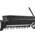Tow Behind Lawn Spreader With Aeration Spikes For A Beefy Lawn Boost 32 Inch Wide Broadcast Spreader With 72 Aeration Tines