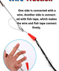 Professional 32 Ft Fish Tape Wire Snake For Electrical Installations showing wire connection with fish tape for traction.