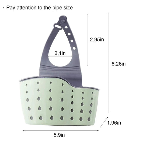 Double Deck Faucet Mount Kitchen Sink Organizer With Adjustable TPR Rubber Sponge Soap And Scrubber Storage Basket dimensions 5.9x2.95x1.96 inches