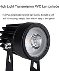 Close-up of Solar Powered Cast Aluminum Warm White LED Spotlight with PVC lampshade for outdoor garden use
