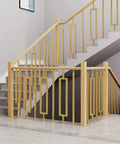 30 Pack Top Shelf Steel Balusters And Full Railing Kit For Decks Porch Stairs Backyard Fencing Rust Proof Outdoor Spindle Post Setup For Chill Weekend Builds, modern wooden staircase railing with geometric design.