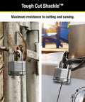 M5XT Magnum Heavy Duty Outdoor Padlock With Key, Two Pack Keyed Alike securing a gate and storage unit