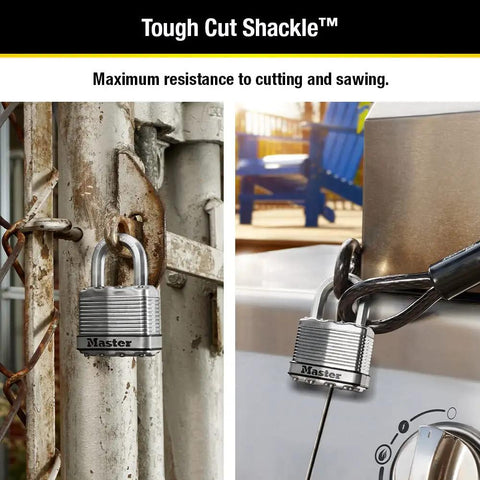 M5XT Magnum Heavy Duty Outdoor Padlock With Key, Two Pack Keyed Alike securing a gate and storage unit