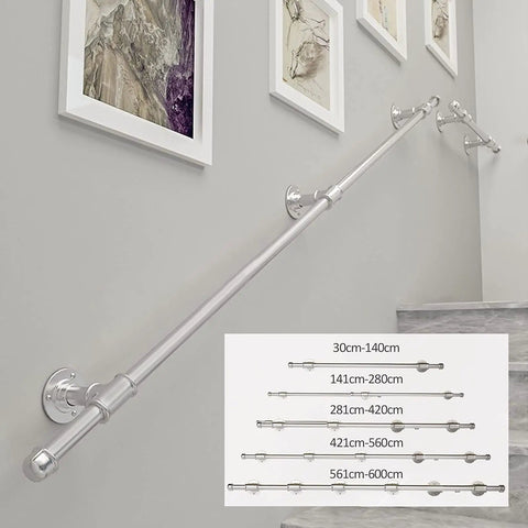 Rock Solid Wrought Iron Hand Railings For Stairs Indoors Outdoors Galvanized Steel Banister With Hella Secure Mounting Kit For Total Family Safety And Easy 15 Feet Setup on stairway with wall mounts.