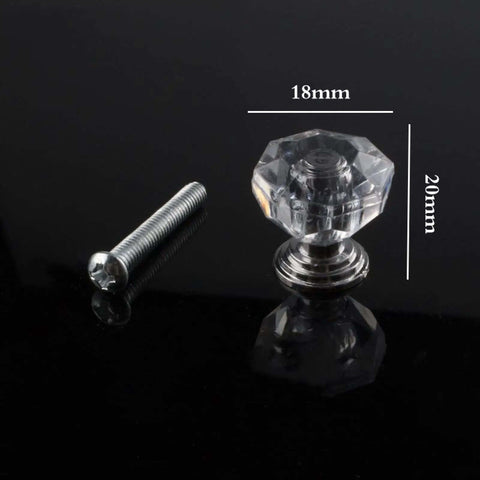 9 Piece Sleek Crystal Drawer Knobs Set Transparent Crystal Glass Handles with Zinc Alloy Backing 18x20 mm size