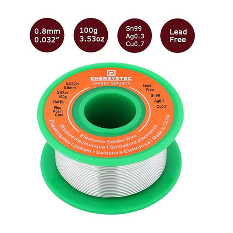 Lead Free Solder Wire 0.8mm 0.032in Fine Gauge 100g Rosin Core Flux For Electronics DIY Soldering Repair Tinker Friendly Sn99 Ag0.3 Cu0.7