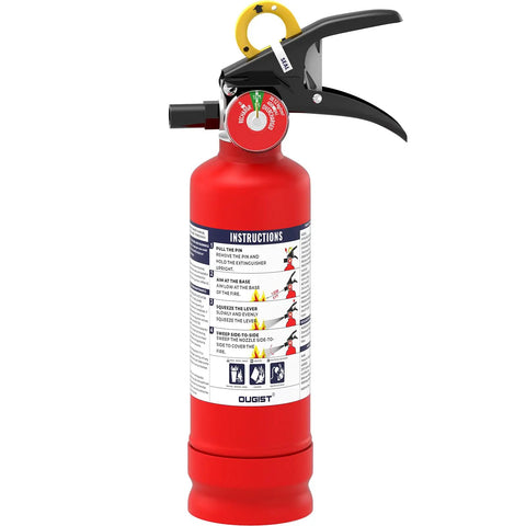 Front view of ABC Fire Extinguisher For Home And Vehicle With Quick Release Handle, 2.5 lb, dry chemical Class A B C rated.