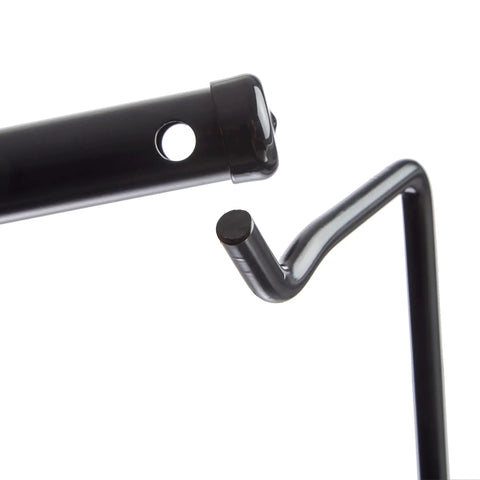 Heavy Duty Metal Poly Tubing Dispenser Rack Built Tough For Up To 12 Inch Wide Rolls Scratch Resistant Black Industrial Finish close-up of mounting hook