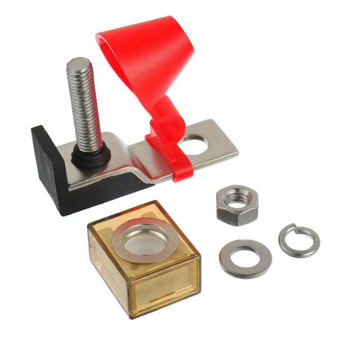 Badass 200 Amp Marine Battery Fuse Block With Quick Connect Terminals And Ip66 Waterproof Shell For 58 Volt Dc Max Power Routing On Trailers And Boats, includes hardware components.