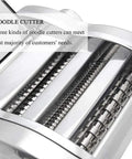 Noodle cutter section of the Multifunction Electric Noodle Machine With Heavy Duty Stainless Steel Frame, includes three blades.