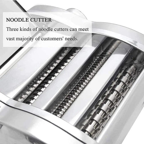 Noodle cutter section of the Multifunction Electric Noodle Machine With Heavy Duty Stainless Steel Frame, includes three blades.