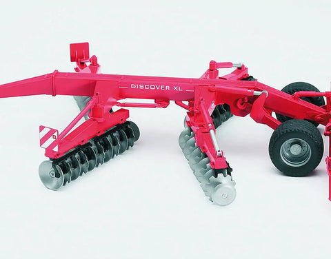 1:16 Scale Red Disc Harrow Tractor Attachment with 54 Discs, Kid Friendly Toy for Bruder Tractor Models