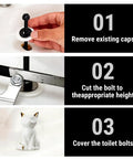 Instructions for Premium Ceramic Toilet Bolt Covers With A Super Cute Cat Design To Crush Rust And Dampness While Keeping Your Bathroom Hardware Vibing Immaculately All Season Long.