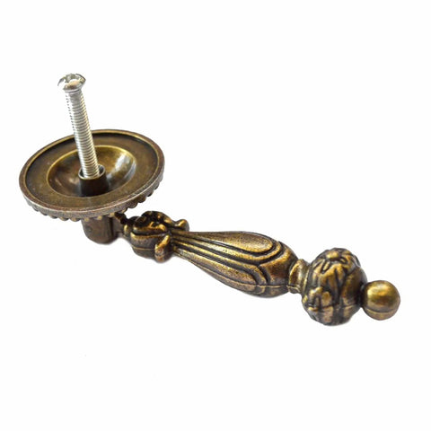 Antique Bronze Drawer Pulls 4 Pack With Screws, Vintage Decorative Handle, zinc alloy construction, single hole mount