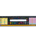 Top Shelf Chalkboard Style K-2 Desk Reference Mats, Built Tough Premium Plastic Teaching Companions For Elementary Students, Teacher Go To Back To School Classroom Supplies, 24 Pack Hassle Free Multi Grid Learning Boards with colorful shapes and color guides.