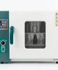 Heavy Duty Workhorse 1000W Industrial Horizontal Drying Oven With Smooth Forced Air Convection And Accurate Digital Pid Temperature Controller For Lab Curing And Coating Tasks showing temperature display and glass jars.