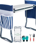 Foldable Garden Kneeler And Seat With Two Bonus Tool Pouches, Lightweight Sturdy Garden Stool With Soft EVA Foam Pad, Prevents Knee And Back Pain, Includes Free Tools, Great Gift For Women And Seniors
