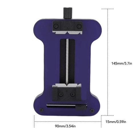 Heavy Duty PCB Clamp Tool For Precise Electronics Repair With A 0 To 70mm Clamp Width And Insulated Tempered Glass Panel, dimensions shown