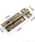 WUUWCHODC Stainless Steel Sliding Security Snap Lock Door Gate Latch dimensions shown, highlighting bronze finish and sliding mechanism.