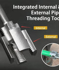 Kick The Habit Of Juggling Tools! This All-In-One Internal And External Pipe Threader for PVC pipe threading.