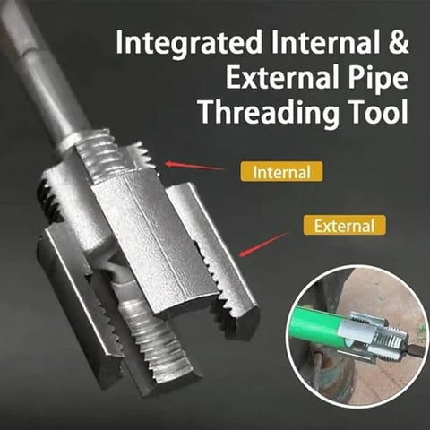 Kick The Habit Of Juggling Tools! This All-In-One Internal And External Pipe Threader for PVC pipe threading.