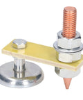 Heavy Duty Magnetic Welding Clamp With Insulation Holds Strong At 66lb For Secure Metalwork And Outdoor Repair Jobs That Need Reliable Grip, showing metal base and threaded copper tip.