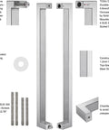 36 Inch Solid Stainless Steel Push Pull Door Handle, Heavy Duty Commercial Grade 304 Standoffs With Deep Engagement, Brushed Finish