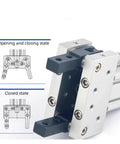 Heavy Duty Open And Close Air Claw Cylinder For Factory Automation MHT2 Series Pneumatic Actuator in opened and closed states.