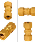 Heavy Duty Rock Solid Brass Compression Union Elbow Pipe Fitting One Half Inch 90 Degree Connector for copper and plastic tubing.