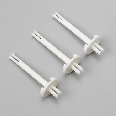 Three Heavy Duty Sewing Machine Spool Pins 141000516 in white, built tough for garment making and pro tailoring, on a gray background.