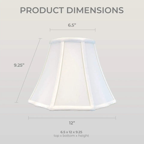 Flare Bottom Outside Corner Scalloped Lamp Shade Set White 6.5 X 12 X 9.25 Inches 2 Pack Hand Tailored Silk Type Shantung Fabric