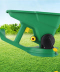 All Purpose Handheld Grass Seed Spreader For Lawn Care That Spreads Grass Seed Salt And Ice Melt Year Round in green on grass