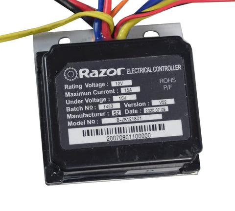 Replacement Control Module For MX125 Razor Dirt Bike Versions 1 Through 5 Easy Plug And Play Upgrade Quick Swap For Faster Rides Verify Your Version Before Ordering By Checking The Product ID Codes 7th And 8th Digits., black wired controller label 12V 15A for MX125 dirt bike