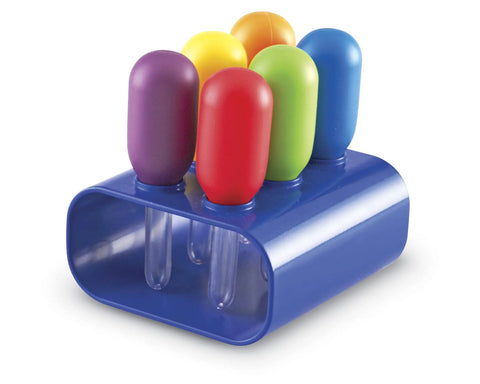 Big Grip Eyedroppers For Kids Easy Squeeze Jumbo Droppers For Hands On Science Fun And Sensory Water Play set on blue stand