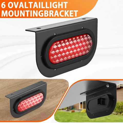 4 Pack 6 Inch Oval Tail Light Mounting Brackets, L Shaped, Powder Coated Steel 3mm, Flush Mount For Oval LED Trailer Lights On Boat