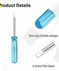 Nifty Micro Precision Flat Head Screwdriver 2.0mm Mini Slotted Driver with blue non-slip handle and flat tip.