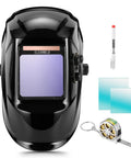 Pro Grade Auto Darkening Welding Helmet With HD View For Clear Sunglasses Like Clarity, 180 Degree Field, 4X4 Screen and tools.