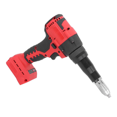 Bewinner 18V Cordless Rivet Gun Kit With Brushless Motor And LED Light For Rapid One-Handed Fastening Of Steel And Aluminum Rivets In Auto Repair Jobs And DIY Home Makeovers, red black