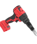 Professional Cordless Rivet Gun Kit With Built-In LED Light For Quick Metalworking And Automotive Repairs Featuring 18V Battery Powered Operation And 20Mm Stroke For Reliable Fastening On Any Job Site, red-black cordless rivet gun
