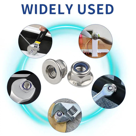 Beefy Flange Lock Nuts With Nylon Insert, 304 Stainless Steel DIN985, Bright Finish, M4 To M10 Assortment Kit in various uses