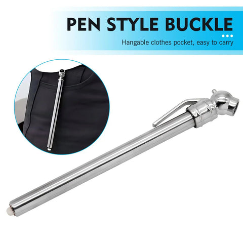 Two Pack Pencil Tire Pressure Gauge Set, Portable Stainless Steel Barometer Tire Gauge For Cars, Trucks, And SUVs, Slim On The Go, Accurate Readings, Durable Diagnostic Accessory For Safe Driving, pen-style clip view