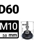 Adjustable Threaded Leveling Feet for Furniture Set with Universal D60 swivel base articulating M10 leg dimensions