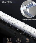 Stainless steel pipe with water droplets, showcasing a 20mm steel tube size and precision measurement.